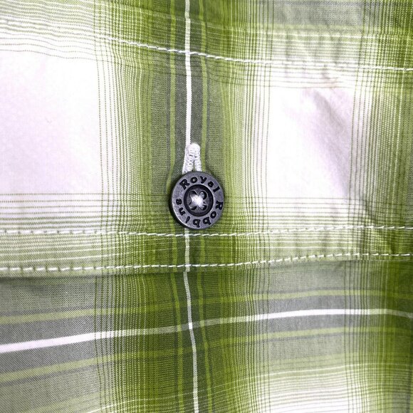 Royal Robbins Shirt Mens Large Green Plaid Check Short Sleeve Outdoor Gorpcore - Picture 2 of 5